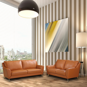 現代様式の家具の居間の色は本革のソファーを選びました
